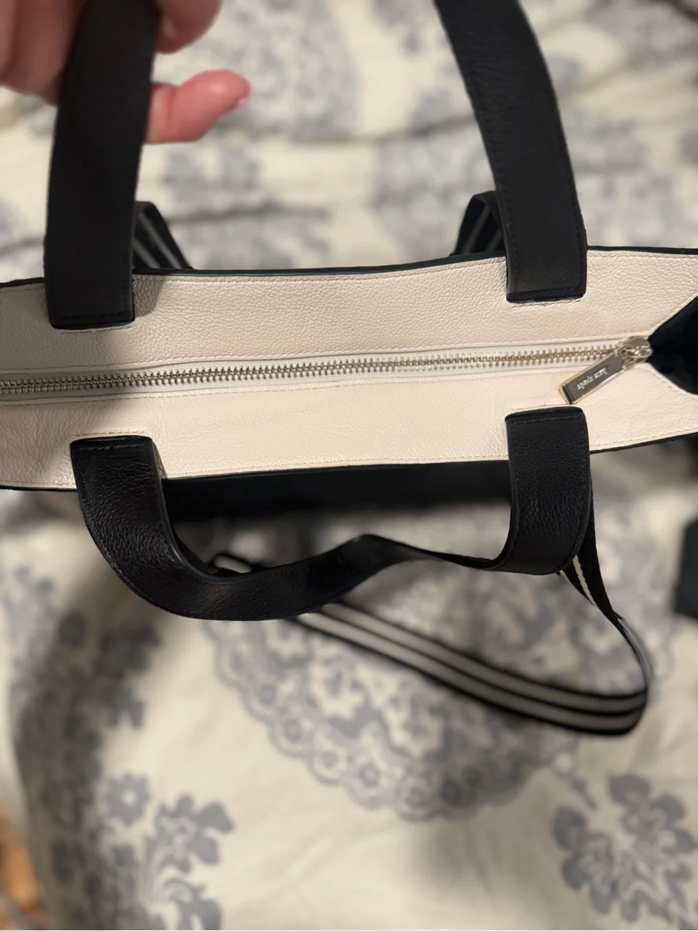 Kate Spade Two-Tone Black and Cream Rosie large Leather Tote